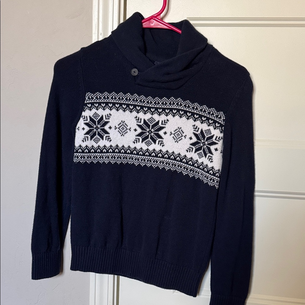 Navy Blue Christmas Snowflake Sweater Children’s Place Sz M